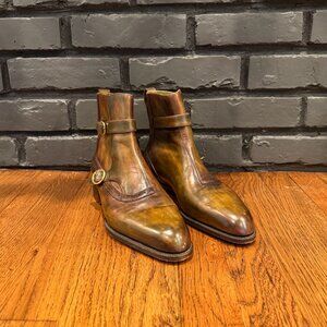 Berluti Paris Atelier Sur Mesure Monk Strap Wing Tip Style Ankle Boots Fits 7